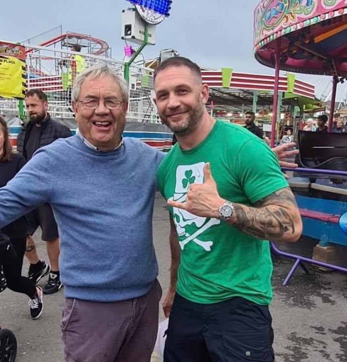 Barry Island Pleasure Park owner, Henry Danter and actor Tom Hardy.