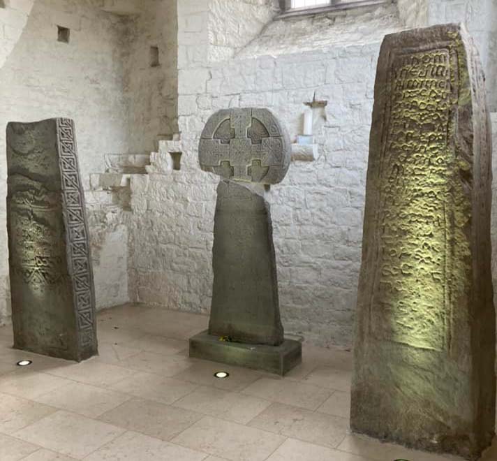 Collection of Celtic stones at St Illtud's Church