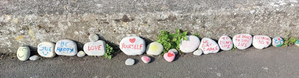 Just a few of the painted pebbles on the Knap.