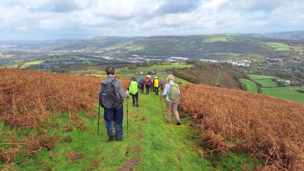 | Descending from Garth Hill overlooking the Taff Valley. Photo: Joy Strangward.