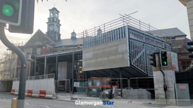 Maesteg Town Hall under redevelopment. Photo by BCBC.