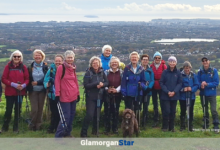 The gang with the backdrop of the Bristol Channel and Llanishen Reservoir. Photo: Joy Strangward.