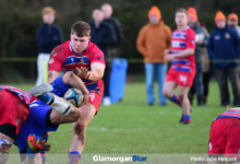 Pencoed’s Ashley Bissett on the charge. Photo: Julie Hancock