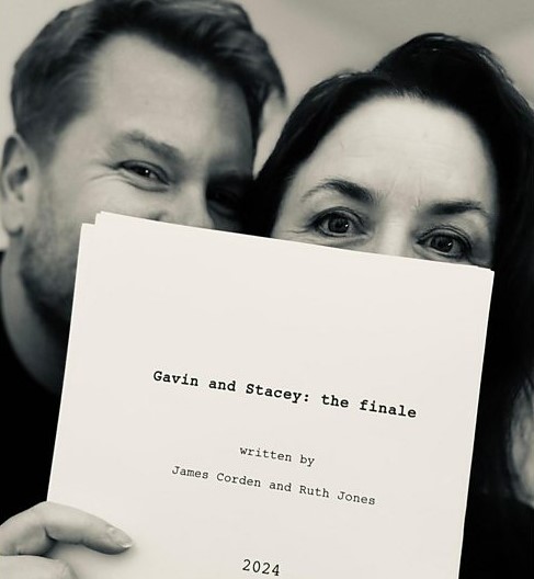 Ruth Jones and James Corden revealing that Gavin and Stacey is to return. Photo by James Corden via Instagram.