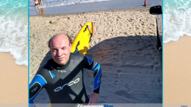 Glamorgan Star newspaper - Christopher Horner in training for his swim.