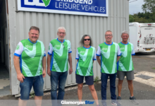 Glamorgan Star news - Gareth and his support team (left to right): Adrian Evans; Trevor Morgan; Katherine Price; Gareth Petty and Vince Price.