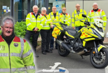 Glamorgan Star news - | Martin Ricketts with some of the Blood Bikes Wales volunteers.