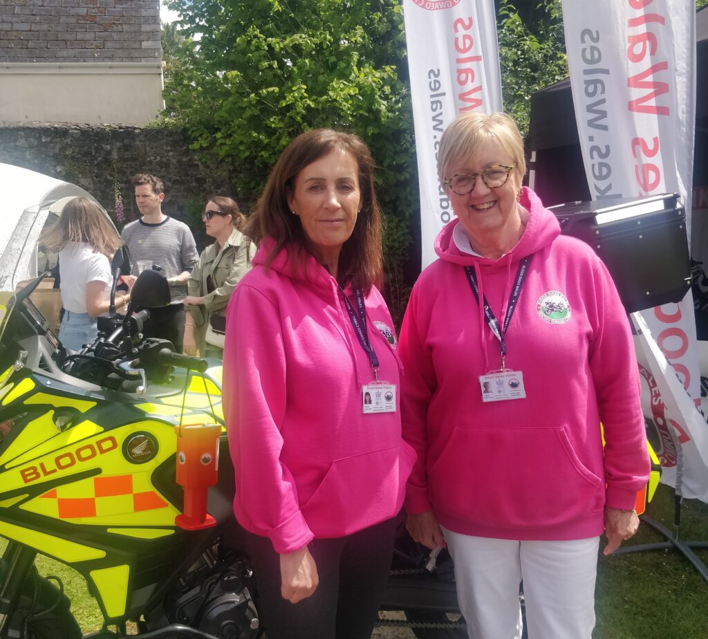 Glamorgan Star news - At the Cowbridge Food Festival, Wendy Snatchfold and Lesley Isaacs-Penny were raising awareness about Blood Bikes.