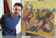 Glamorgan Star news - David Robinson with one of his Beryl Cook-inspired paintings.