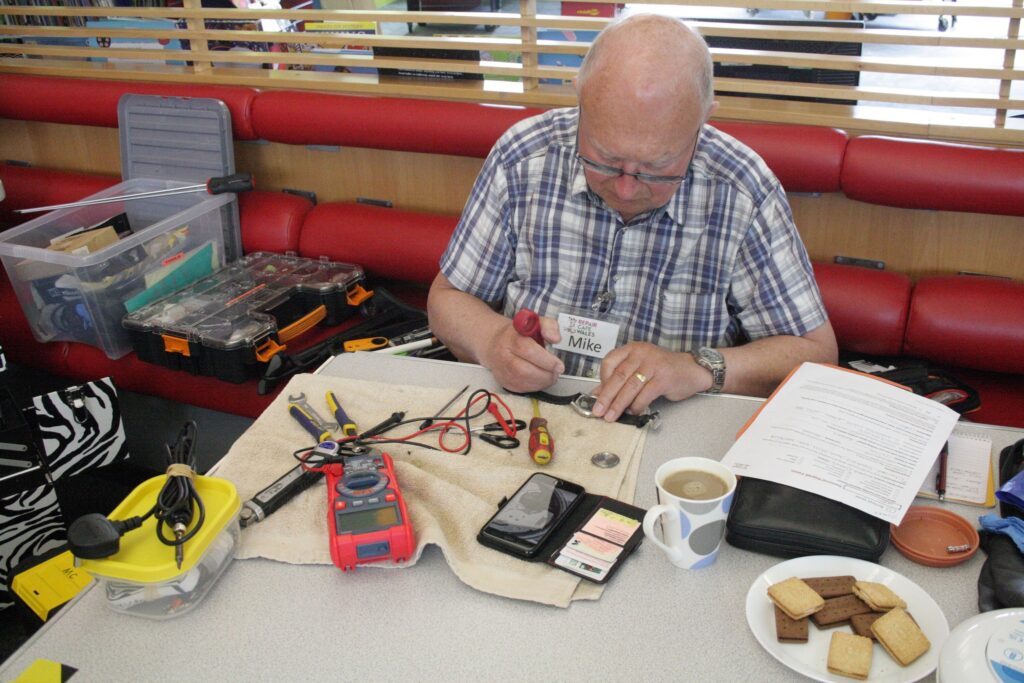 Deep concentration while working on a watch.