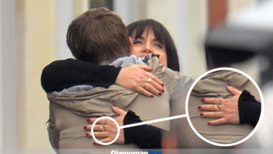Oscar Hartland and in character Ruth Jones seen hugging outside Gwen’s house - but Nessa’s hand shows no engagement or wedding rings. Photo: WALES NEWS SERVICE.