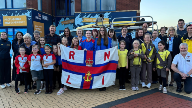 The new water safety challenge pack was launched at the RNLI Barry Island Visitor Centre. Photo: RNLI/Anya Walton.