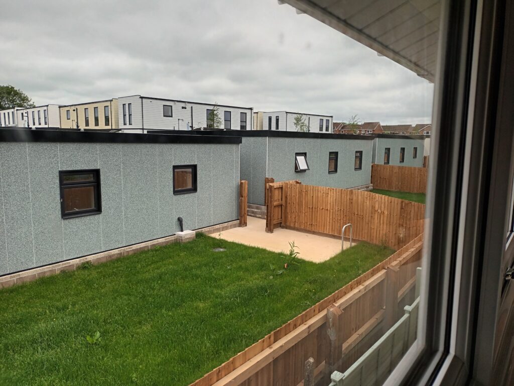 | A view of the portable homes on the former Eagleswell Primary School site in Llantwit Major from Stephen McGranaghan\\\'s upstairs window. Pic: Ted Peskett. Free for LDRS partners