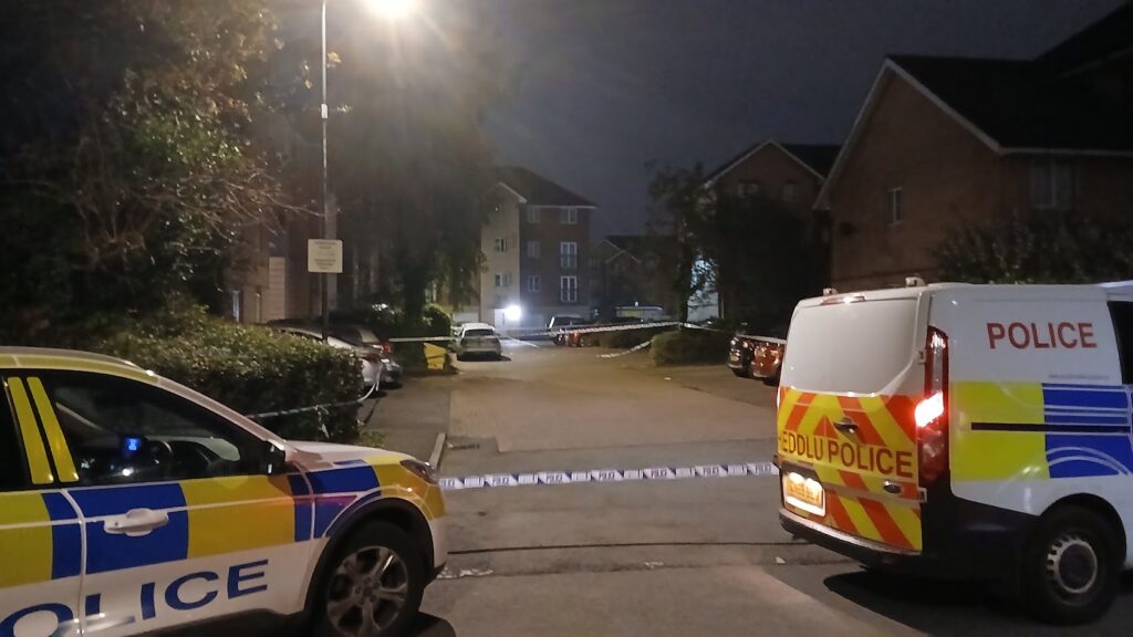 Police set up a crime scene following the incident on Seager Drive. Photo: MS.