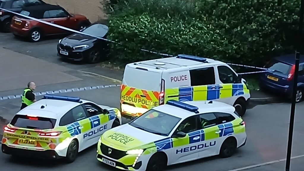There remained a heavy police presence on Sunday morning. Photo: MS.
