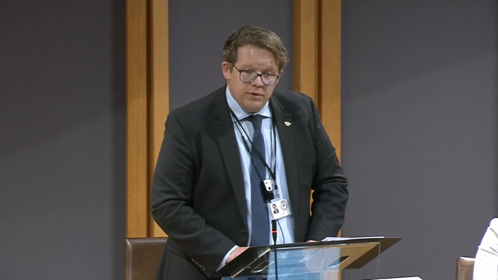 Joel James MS lead the debate. Photo: Senedd TV