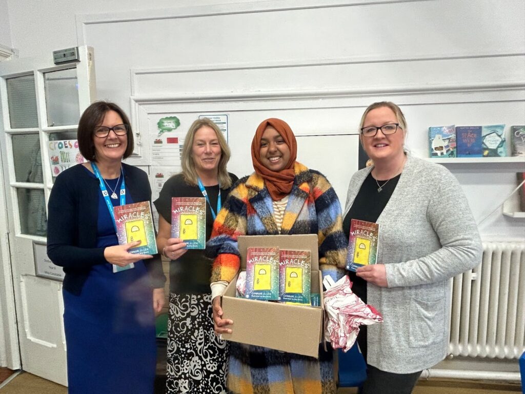 (Left to right): Mrs Ellis; Mrs Rileigh (deputy head); Jannat Ahmed and Mrs Constable (head of literacy).