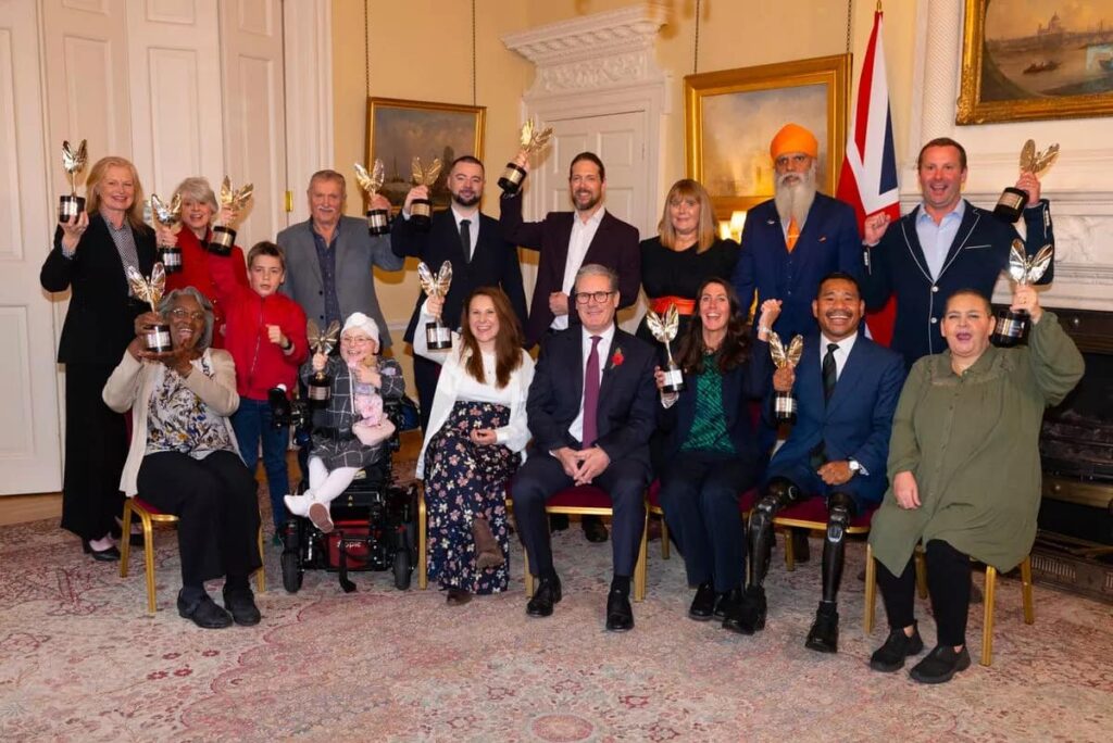 Winners of Pride of Britain awards, including Molly, in 10 Downing Street with Sir Keir Starmer.