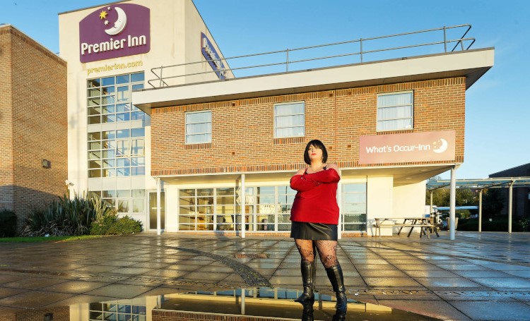 Knock off Nessa outside 'What's Occur-Inn' hotel in Barry.