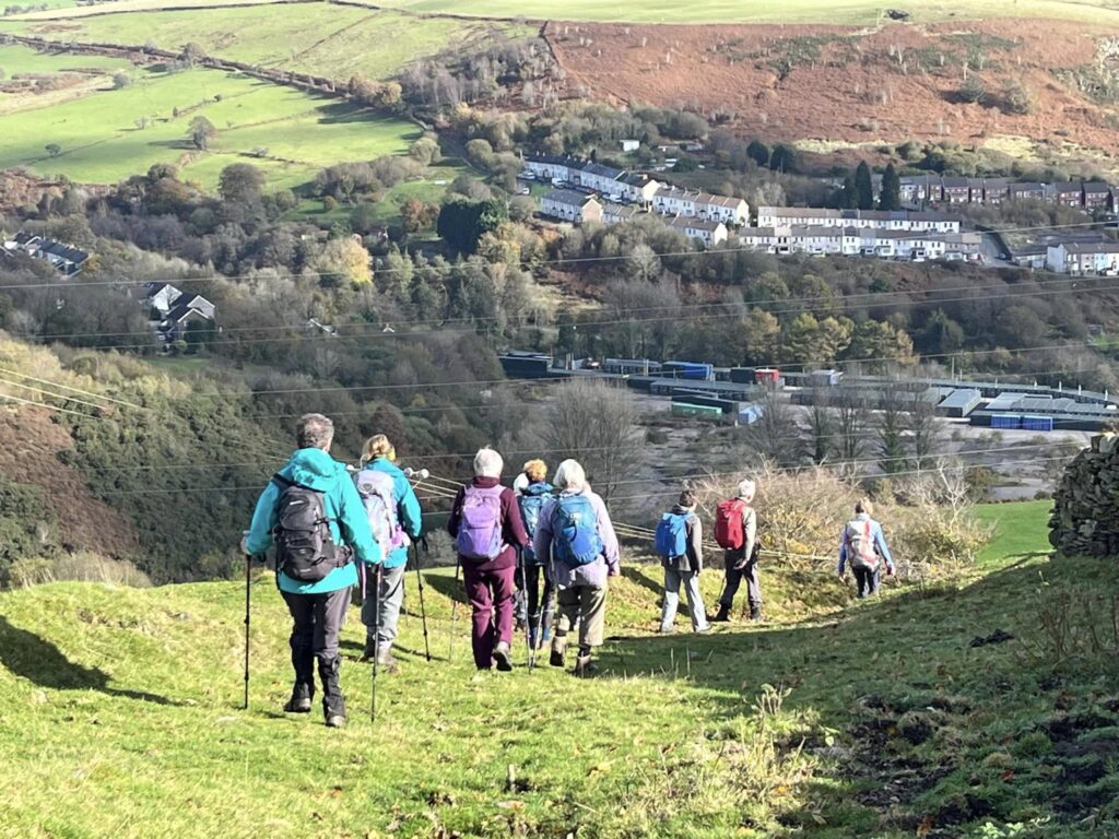 Descending back to the valley bottom. Photo Huw Allaway.