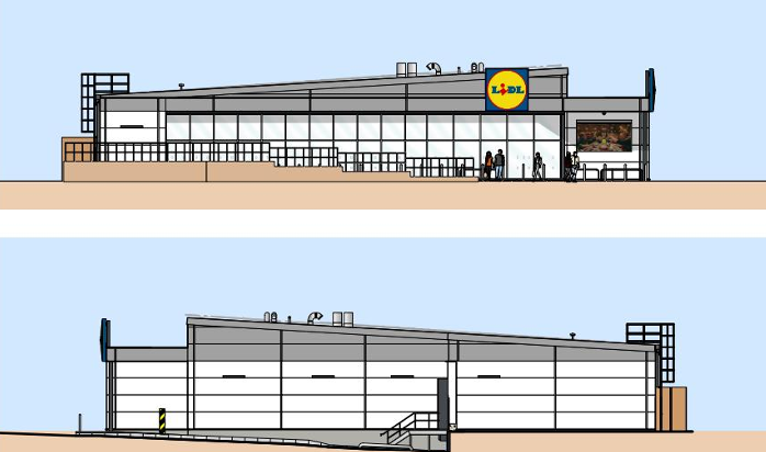 Proposed elevations of new Lidl store. Images: HTC Architects.