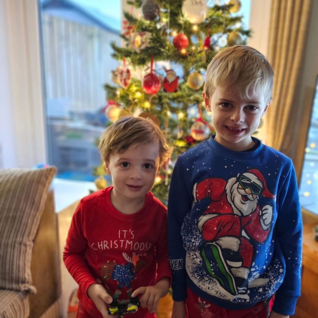 Luca and Zac at Christmas.
