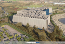 A computer generated view of the proposed data centre proposed for land off Rover Way in Tremorfa, Cardiff. Pic: Create Architecture.