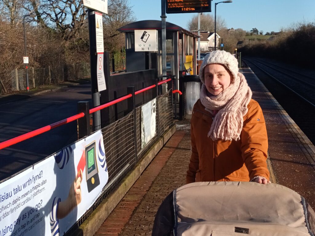 Lauren Davies, a child minder and mother, said she is put off from using Eastbrook Station because of the lack of accessibility there. Photo: LDRS.
