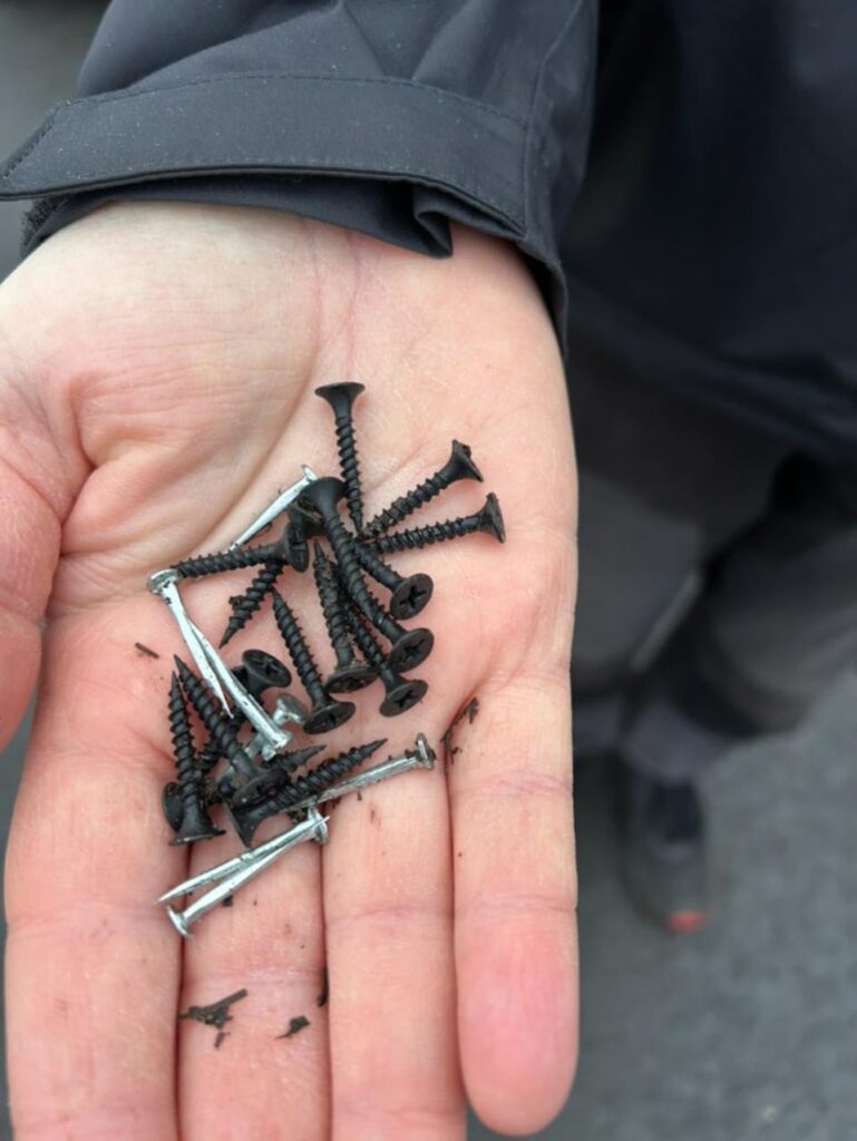Some of the screws and nails found on a Penarth road.