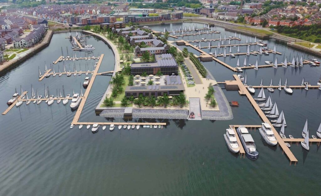 An old artist's impression from 2022 of what the Mole at Barry Waterfront could look like after being redeveloped. Photo: Powell Dobson Architects.