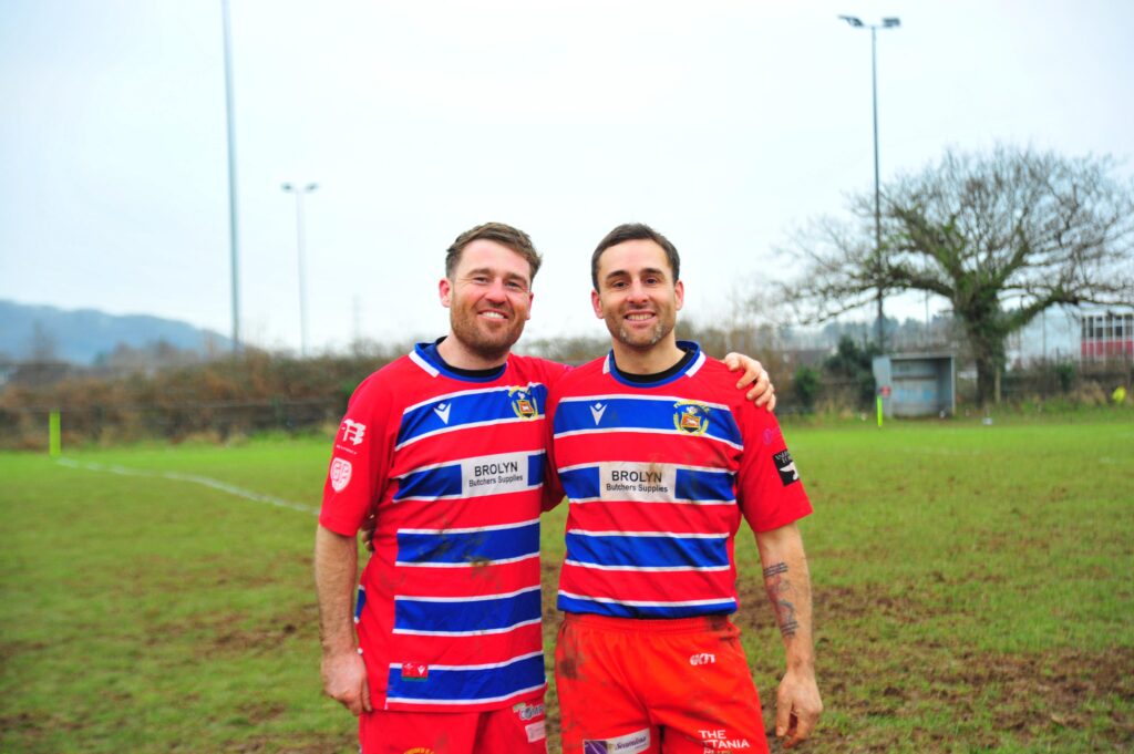 Ricky Evans (50th appearance) and Aaron Songhurst (200 games for Pencoed).