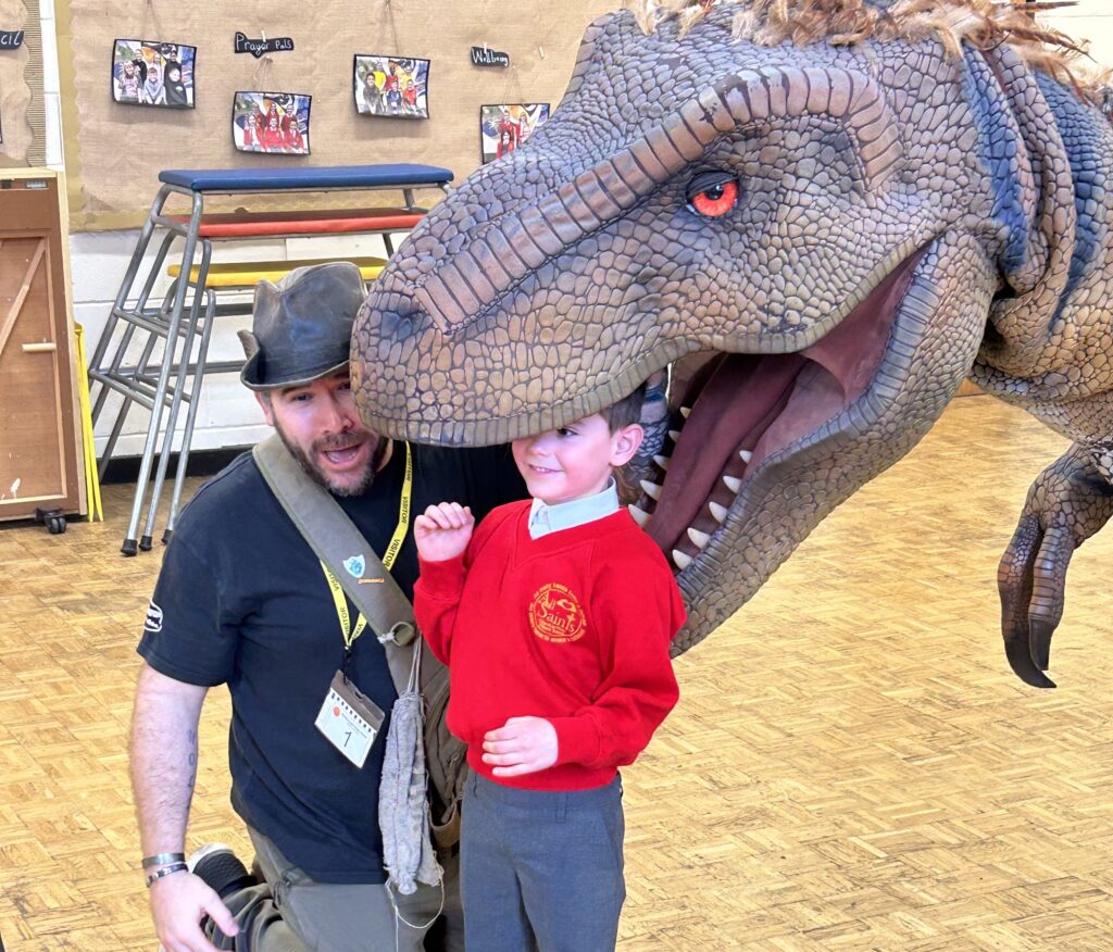 Ronnie the big dinosaur made an impression.