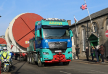 The load inches its way over the River Thaw bridge. Photo by Alan R Thomas, Instagram @art.wales311