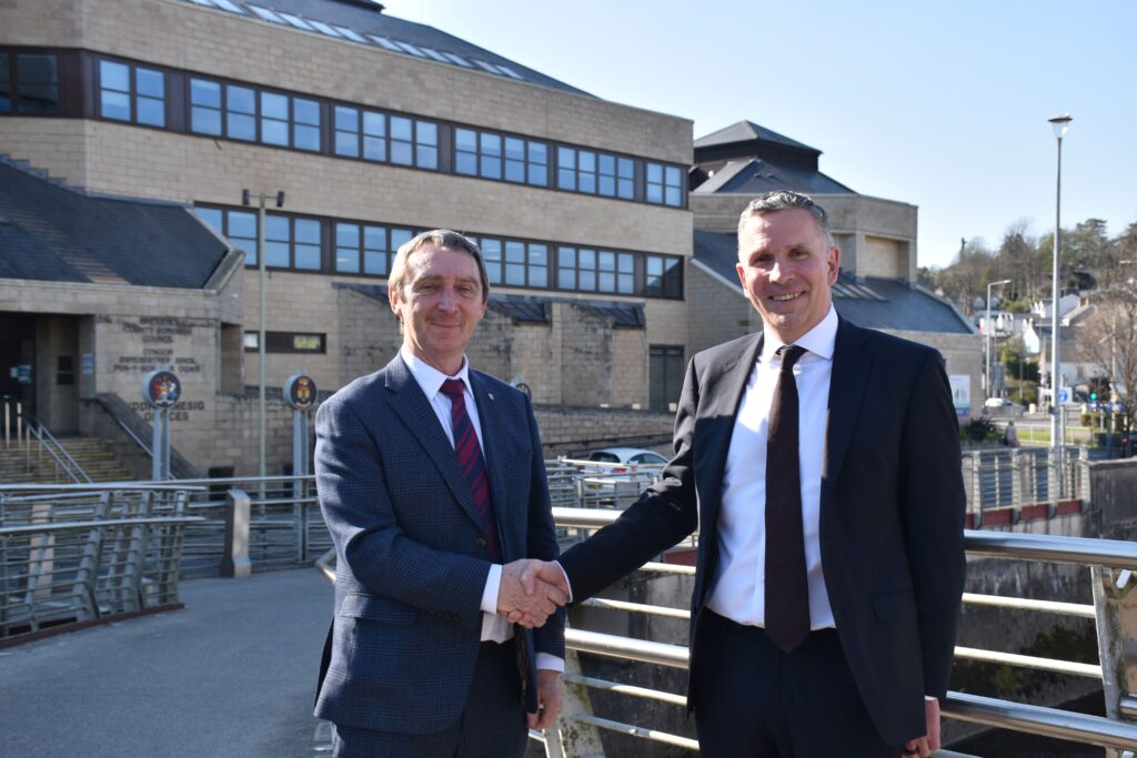 Council Leader John Spanswick (left) welcomes Jake Morgan.