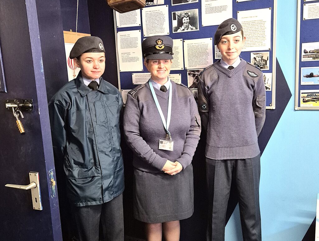 |Cadets at the opening of the exhibition with Flying Officer Caroline Morse