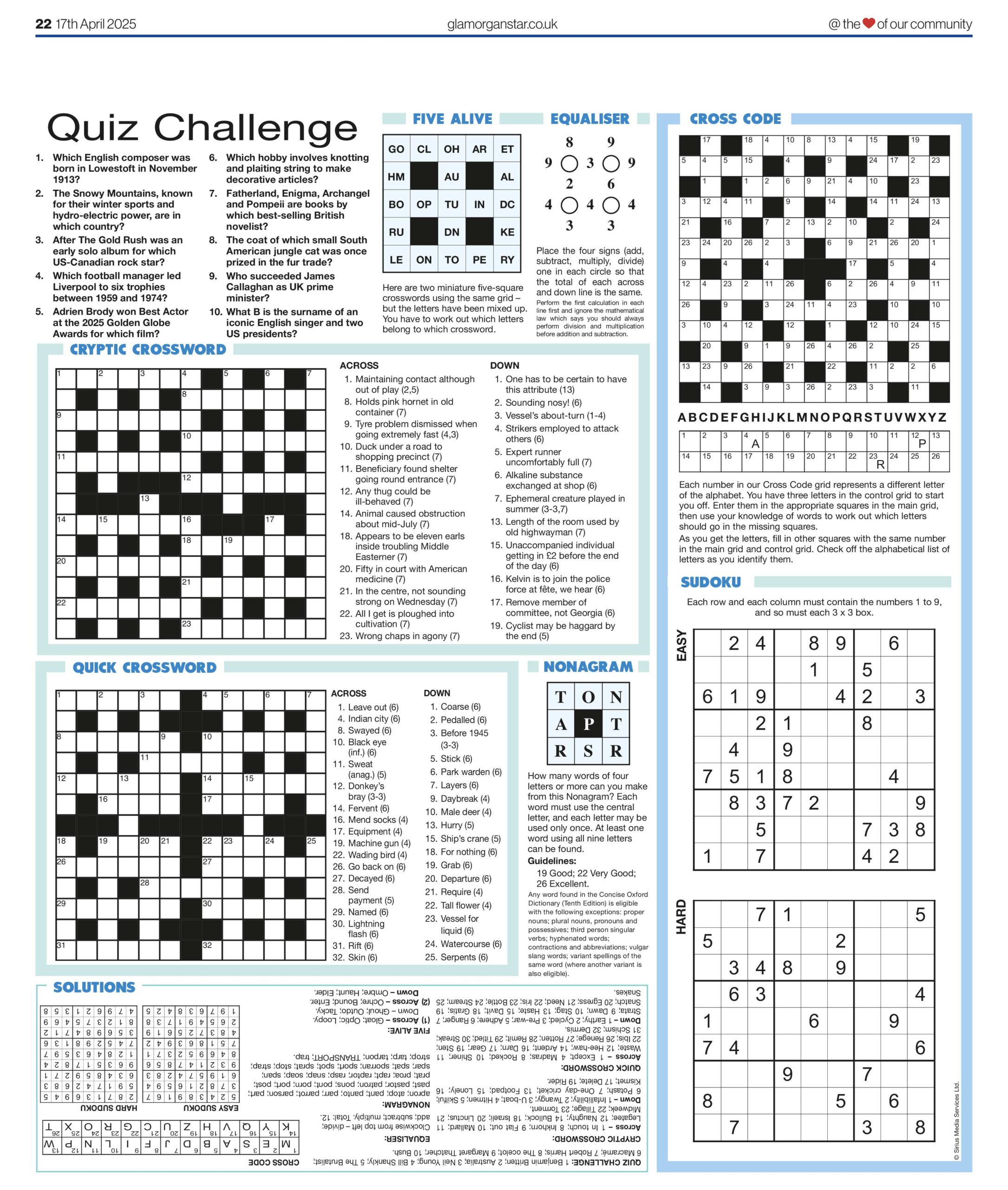 Click Above Puzzle Page | Glamorgan Star Newspaper