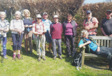 The group relaxing on the Lydney walk. Photo: Jackie Ferguson.