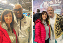 Wendy with Colin Jackson and Iwan Thomas.