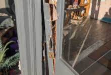 Reset Wellbeing's front door was extensively damaged during the burglary.