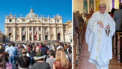 Left - St. Peter's Basilica in Vatican City (Adobe) and Canon Pat O’Gorman.