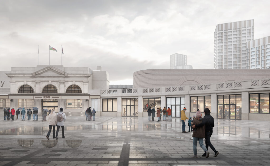 Cardiff Central Station northern entrance and new platform 0 building at the west wing. Photo: Transport for Wales.