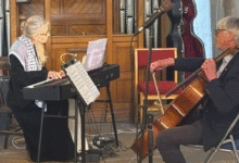 Pianist Elizabeth Elliott and cellist Andrew Elliott performed at the event.