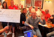 Wendy presents the cheque.