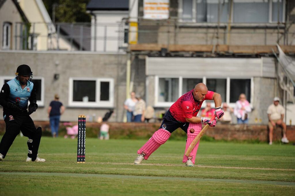 The ball slips by Rhys Morgan’s impeccable forward defensive. Photo by Julie Hancock
