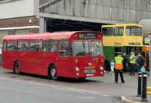 | A former Western Welsh 1518 and a 1971 Leyland Leopard bus that was new 54 years ago. Photo: Tudor Thomas.