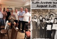 50 years on, the group at their reunion.