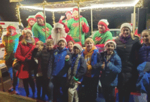 A Christmas scene in Barry with the Round Table.