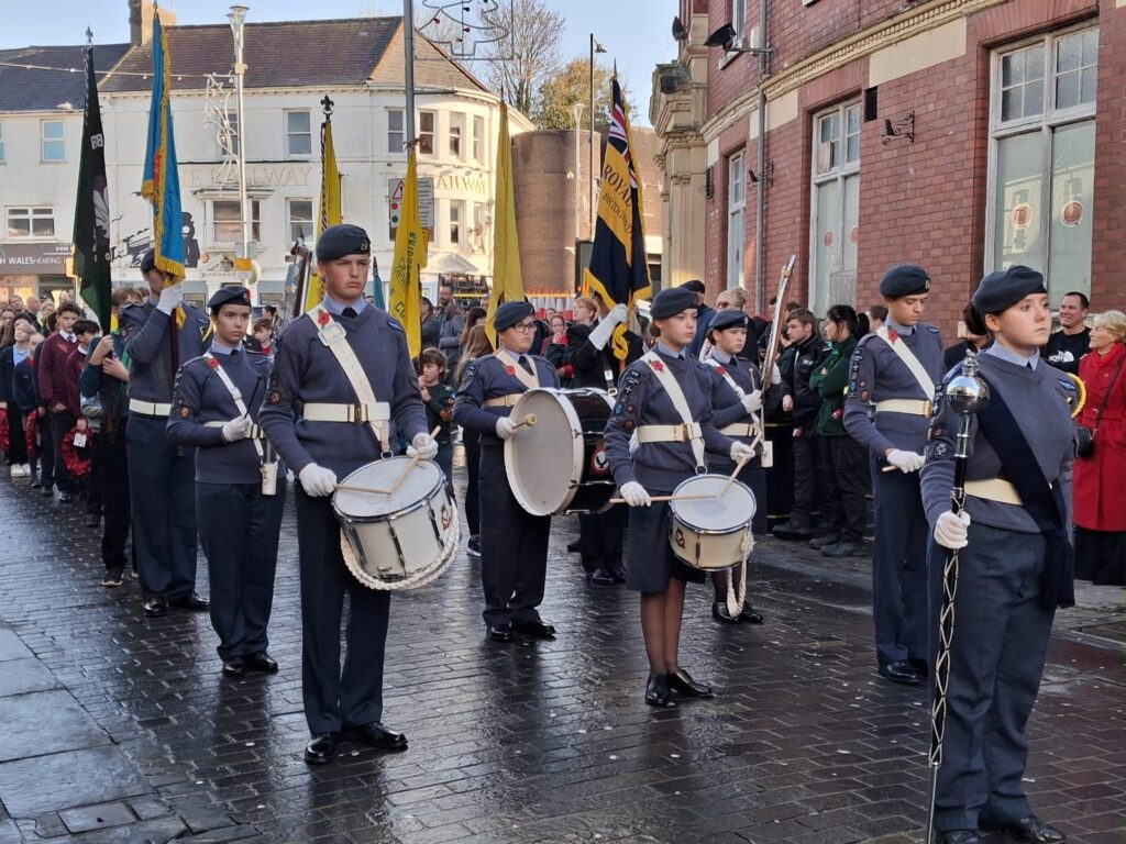The 1092 Bridgend Sqn RAF Air Cadets Corps of Drums at the Satutrday event.