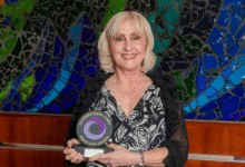 Chrissy Darby with her award.