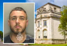 Ashley Greening and Cardiff Crown Court. Photo: SWP/Adobe.